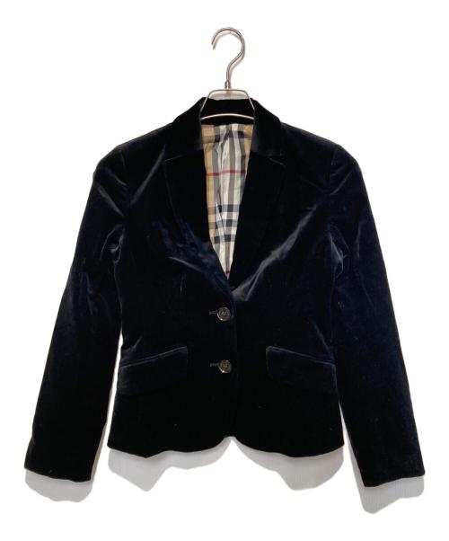 BURBERRY BLUE LABEL（バーバリー ブルー レーベル）BURBERRY BLUE LABEL (バーバリー ブルー レーベル) ベロアテーラードジャケット ブラック×ベージュ サイズ:38の古着・服飾アイテム