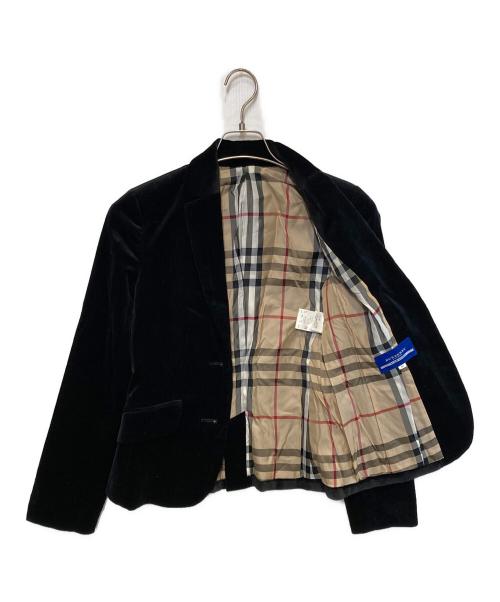 BURBERRY BLUE LABEL（バーバリー ブルー レーベル）BURBERRY BLUE LABEL (バーバリー ブルー レーベル) ベロアテーラードジャケット ブラック×ベージュ サイズ:38の古着・服飾アイテム