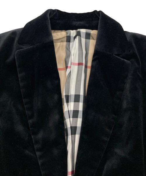 BURBERRY BLUE LABEL（バーバリー ブルー レーベル）BURBERRY BLUE LABEL (バーバリー ブルー レーベル) ベロアテーラードジャケット ブラック×ベージュ サイズ:38の古着・服飾アイテム
