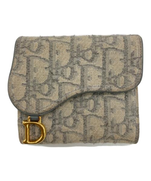 Christian Dior（クリスチャン ディオール）Christian Dior (クリスチャン ディオール) Saddle Lotus ウォレット グレーの古着・服飾アイテム