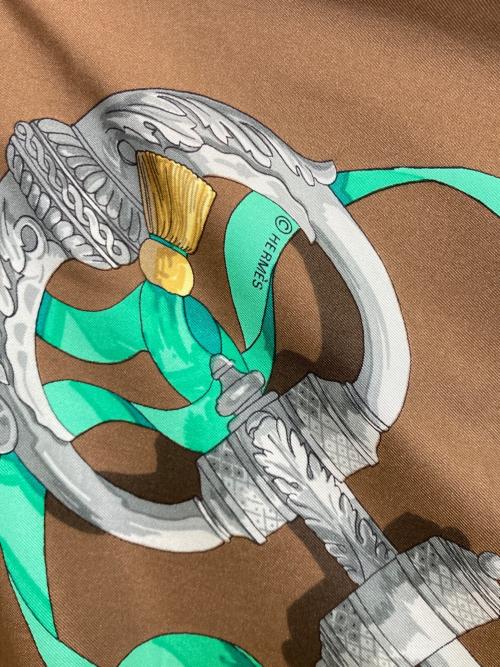HERMES（エルメス）HERMES (エルメス) カレ90 ブラウン×グリーン サイズ:不明の古着・服飾アイテム