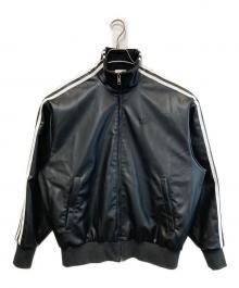 adidas（アディダス）の古着「PLEATHER 3STRIPES TRACK TOP」｜ブラック