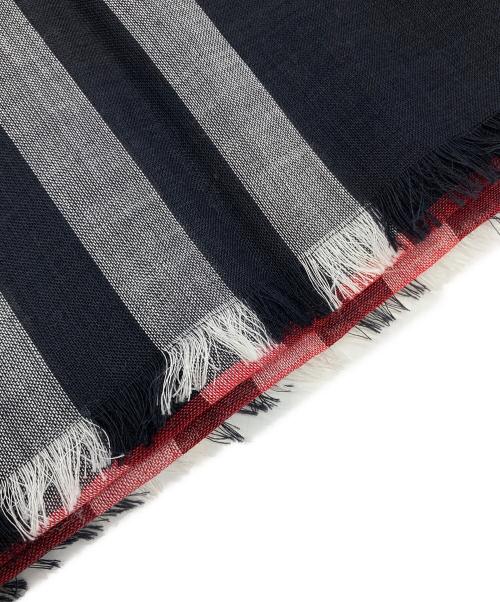 BURBERRY（バーバリー）BURBERRY (バーバリー) ジャイアントチェックウールシルク大判スカーフ ネイビー サイズ:220×70CMの古着・服飾アイテム
