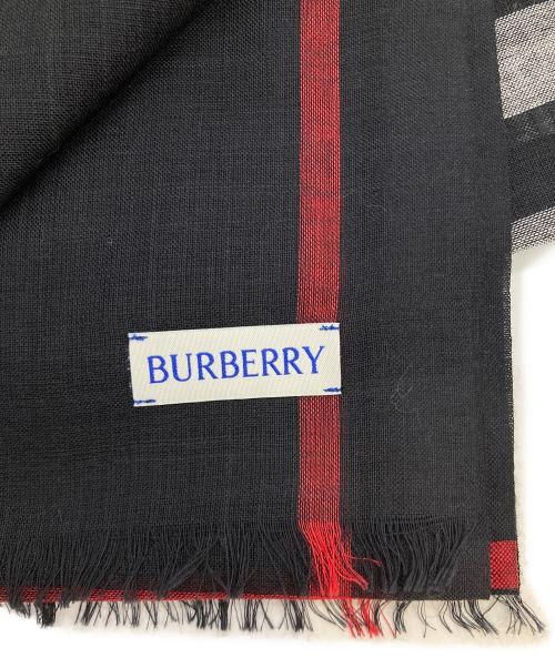 BURBERRY（バーバリー）BURBERRY (バーバリー) ジャイアントチェックウールシルク大判スカーフ ネイビー サイズ:220×70CMの古着・服飾アイテム