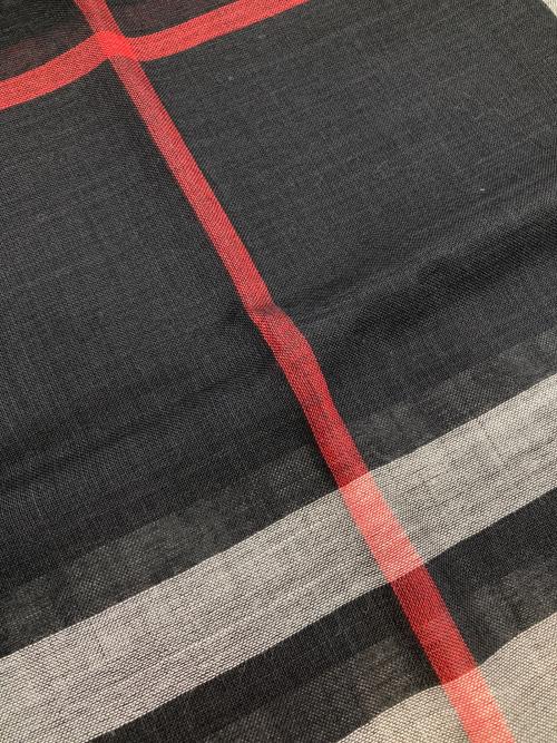 BURBERRY（バーバリー）BURBERRY (バーバリー) ジャイアントチェックウールシルク大判スカーフ ネイビー サイズ:220×70CMの古着・服飾アイテム
