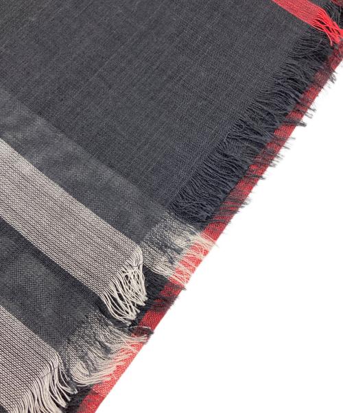 BURBERRY（バーバリー）BURBERRY (バーバリー) ジャイアントチェックウールシルク大判スカーフ ネイビー サイズ:220×70CMの古着・服飾アイテム