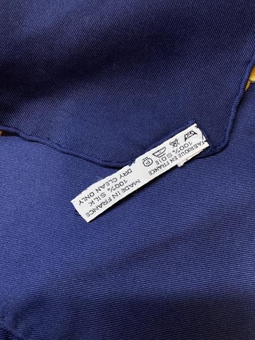 HERMES（エルメス）HERMES (エルメス) カレ90 ネイビー×イエローの古着・服飾アイテム