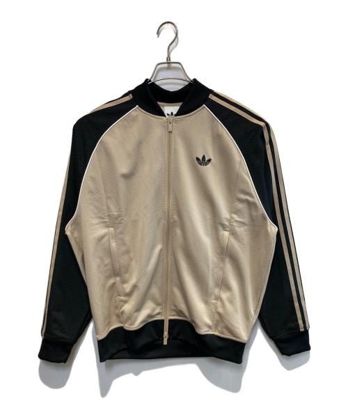 adidas（アディダス）adidas (アディダス) ルーズ メッシュ トラックトップ ゴールド×ブラック サイズ:Lの古着・服飾アイテム