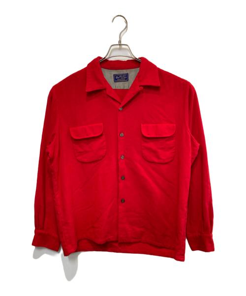 SPORTSMAN BY CAL-MADE（スポーツマン・バイ・キャルメイド）SPORTSMAN BY CAL-MADE (スポーツマン・バイ・キャルメイド) ［古着］オープンカラーウールシャツ レッド サイズ:Lの古着・服飾アイテム