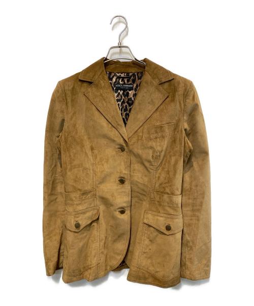 DOLCE & GABBANA（ドルチェ＆ガッバーナ）DOLCE & GABBANA (ドルチェ＆ガッバーナ) ピッグレザー3Bジャケット ブラウン サイズ:46の古着・服飾アイテム