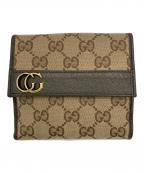 GUCCIグッチ）の古着「GGキャンバス2つ折り財布」｜ベージュ