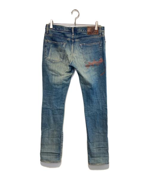 Hysteric Glamour（ヒステリックグラマー）Hysteric Glamour (ヒステリックグラマー) ニューヨークドールズプリントデニムパンツ インディゴ サイズ:Mの古着・服飾アイテム