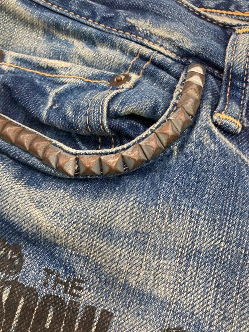 Hysteric Glamour（ヒステリックグラマー）Hysteric Glamour (ヒステリックグラマー) ニューヨークドールズプリントデニムパンツ インディゴ サイズ:Mの古着・服飾アイテム