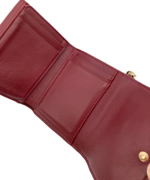 Christian Dior（クリスチャン ディオール）Christian Dior (クリスチャン ディオール) Lady Dior ロータスウォレット レッドの古着・服飾アイテム