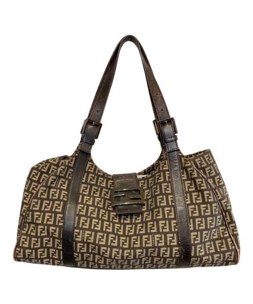 FENDI（フェンディ）FENDI (フェンディ) ズッキーノホリゾンタルトート ブラウン×ベージュの古着・服飾アイテム