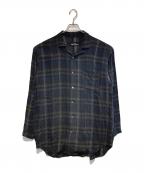 tricot COMME des GARCONSトリココムデギャルソン）の古着「オープンカラーチェックロングシャツ」｜ブラック×ネイビー