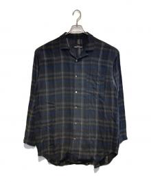 tricot COMME des GARCONS（トリココムデギャルソン）の古着「オープンカラーチェックロングシャツ」｜ブラック×ネイビー