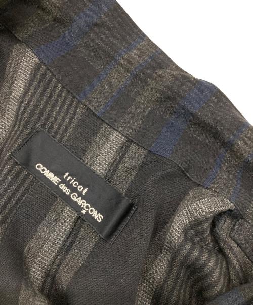 tricot COMME des GARCONS（トリココムデギャルソン）tricot COMME des GARCONS (トリココムデギャルソン) オープンカラーチェックロングシャツ ブラック×ネイビー サイズ:Freeの古着・服飾アイテム