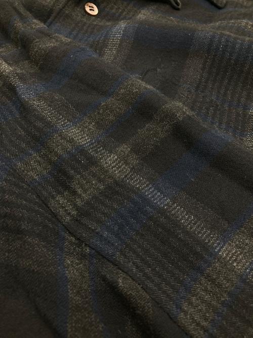 tricot COMME des GARCONS（トリココムデギャルソン）tricot COMME des GARCONS (トリココムデギャルソン) オープンカラーチェックロングシャツ ブラック×ネイビー サイズ:Freeの古着・服飾アイテム