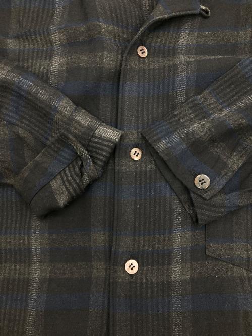 tricot COMME des GARCONS（トリココムデギャルソン）tricot COMME des GARCONS (トリココムデギャルソン) オープンカラーチェックロングシャツ ブラック×ネイビー サイズ:Freeの古着・服飾アイテム