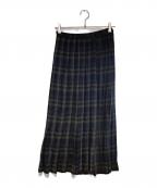 tricot COMME des GARCONSトリココムデギャルソン）の古着「レーヨンプリーツチェックスカート」｜ブラック×ネイビー