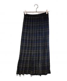 tricot COMME des GARCONS（トリココムデギャルソン）の古着「レーヨンプリーツチェックスカート」｜ブラック×ネイビー
