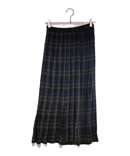 tricot COMME des GARCONS（トリココムデギャルソン）tricot COMME des GARCONS (トリココムデギャルソン) レーヨンプリーツチェックスカート ブラック×ネイビー サイズ:Freeの古着・服飾アイテム