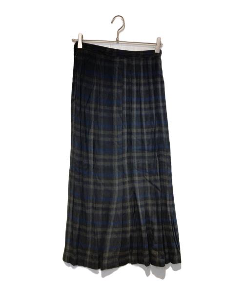 tricot COMME des GARCONS（トリココムデギャルソン）tricot COMME des GARCONS (トリココムデギャルソン) レーヨンプリーツチェックスカート ブラック×ネイビー サイズ:Freeの古着・服飾アイテム