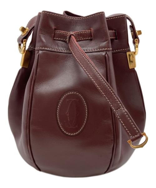 Cartier（カルティエ）Cartier (カルティエ) マストライン巾着ショルダーバッグ ボルドーの古着・服飾アイテム