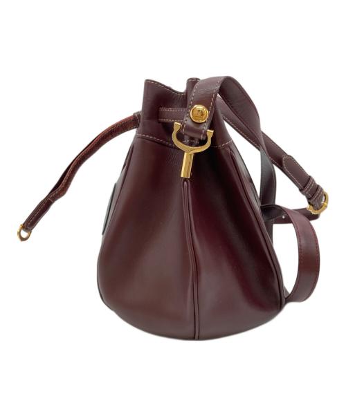Cartier（カルティエ）Cartier (カルティエ) マストライン巾着ショルダーバッグ ボルドーの古着・服飾アイテム