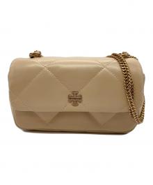 TORY BURCH（トリーバーチ）の古着「キラ ダイヤモンドキルト ミニフラップバッグ」｜ベージュ
