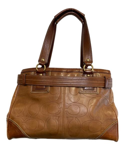 COACH（コーチ）COACH (コーチ) シグネチャーレザーハンドバッグ ブラウンの古着・服飾アイテム