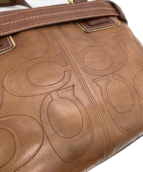 COACH（コーチ）COACH (コーチ) シグネチャーレザーハンドバッグ ブラウンの古着・服飾アイテム