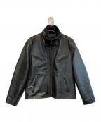 Liugoo Leathersリューグーレザーズ）の古着「ライナー付シングルライダースジャケット」｜ブラック