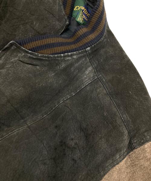 CAMBRIDGE（ケンブリッジ）CAMBRIDGE (ケンブリッジ) ［古着］レザーボンバージャケット ブラック×ブラウン サイズ:Lの古着・服飾アイテム