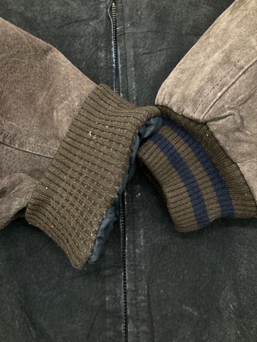 CAMBRIDGE（ケンブリッジ）CAMBRIDGE (ケンブリッジ) ［古着］レザーボンバージャケット ブラック×ブラウン サイズ:Lの古着・服飾アイテム