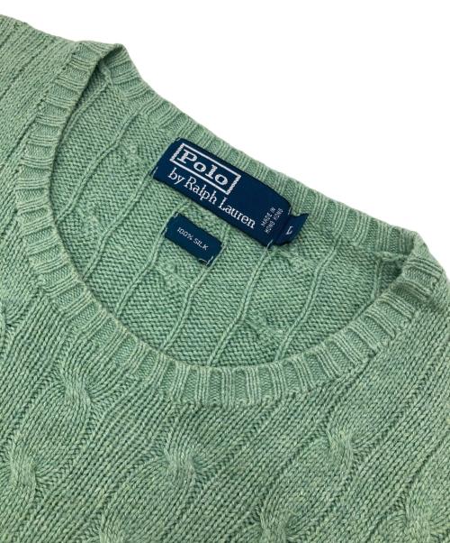POLO RALPH LAUREN（ポロ・ラルフローレン）POLO RALPH LAUREN (ポロ・ラルフローレン) シルクケーブルニット グリーン サイズ:Lの古着・服飾アイテム