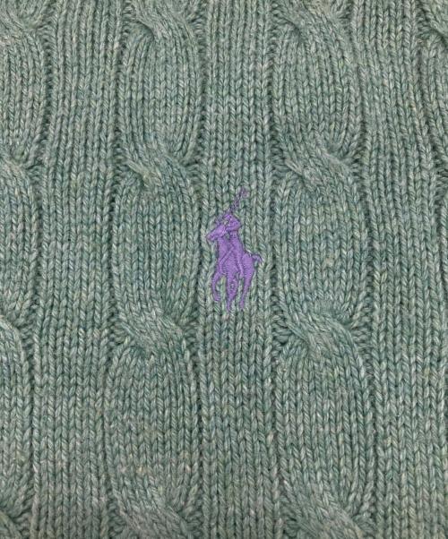POLO RALPH LAUREN（ポロ・ラルフローレン）POLO RALPH LAUREN (ポロ・ラルフローレン) シルクケーブルニット グリーン サイズ:Lの古着・服飾アイテム
