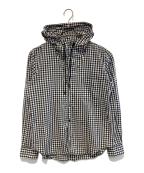 BLACK COMME des GARCONSブラックコムデギャルソン）の古着「フーデットチェックシャツ」｜ホワイト×ブラック