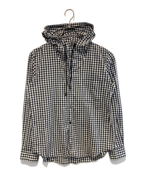 BLACK COMME des GARCONS（ブラックコムデギャルソン）BLACK COMME des GARCONS (ブラックコムデギャルソン) フーデットチェックシャツ ホワイト×ブラック サイズ:Mの古着・服飾アイテム