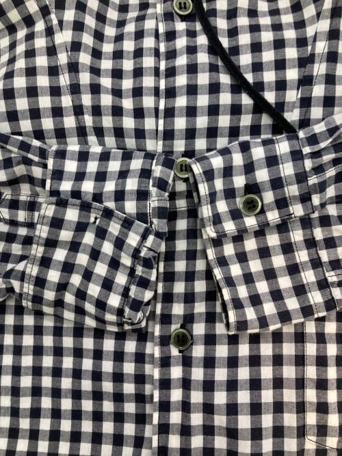 BLACK COMME des GARCONS（ブラックコムデギャルソン）BLACK COMME des GARCONS (ブラックコムデギャルソン) フーデットチェックシャツ ホワイト×ブラック サイズ:Mの古着・服飾アイテム