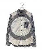 BLACK COMME des GARCONSブラックコムデギャルソン）の古着「パッチワークチェックシャツ」｜ホワイト×ブラック