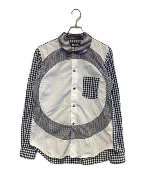 BLACK COMME des GARCONS（ブラックコムデギャルソン）BLACK COMME des GARCONS (ブラックコムデギャルソン) パッチワークチェックシャツ ホワイト×ブラック サイズ:Mの古着・服飾アイテム