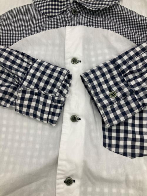 BLACK COMME des GARCONS（ブラックコムデギャルソン）BLACK COMME des GARCONS (ブラックコムデギャルソン) パッチワークチェックシャツ ホワイト×ブラック サイズ:Mの古着・服飾アイテム