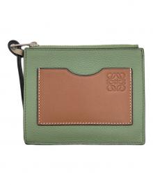 LOEWE（ロエベ）の古着「アナグラムスクエアカードコインホルダー」｜グリーン×ブラウン