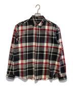 WHITE MOUNTAINEERINGホワイトマウンテ二アニング）の古着「チェックシャツ」｜ブラック×レッド