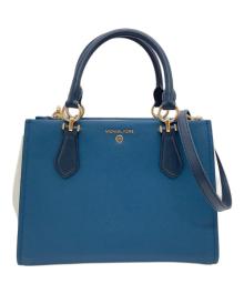 MICHAEL KORS（マイケルコース）の古着「MARILYN サッチェル 2WAYバッグ」｜ネイビー×ホワイト