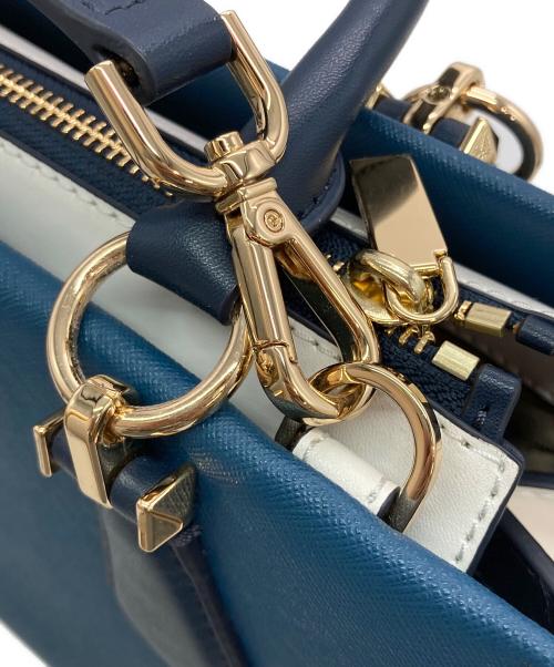 MICHAEL KORS（マイケルコース）MICHAEL KORS (マイケルコース) MARILYN サッチェル 2WAYバッグ ネイビー×ホワイトの古着・服飾アイテム