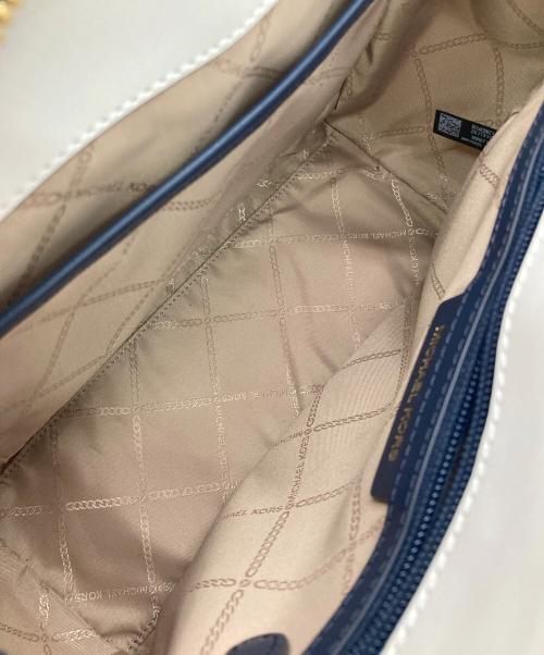 MICHAEL KORS（マイケルコース）MICHAEL KORS (マイケルコース) MARILYN サッチェル 2WAYバッグ ネイビー×ホワイトの古着・服飾アイテム