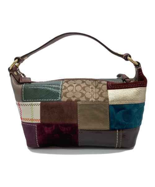 COACH（コーチ）COACH (コーチ) パッチワークバッグ ブラウン×レッドの古着・服飾アイテム